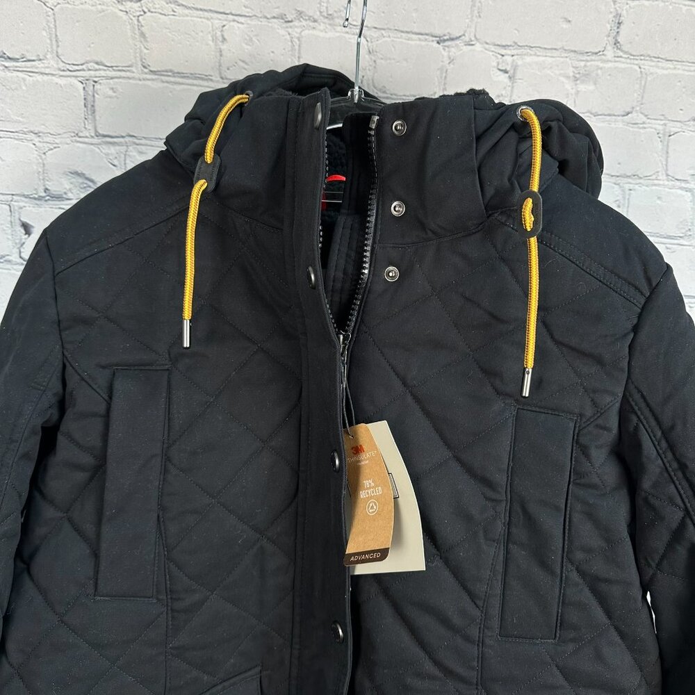 Hunter Women's Sherpa Lined Insulated Quilted Hooded Winter Field Jacket, Black - Picture 5 of 16